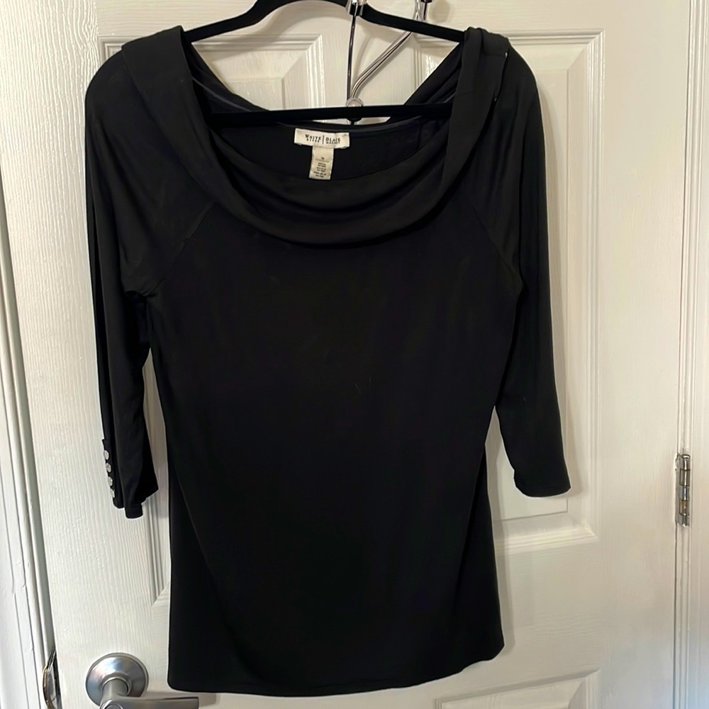 White House Black Market black cowl neck tee long sleeve size medium